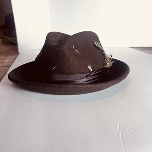  Men’s Stacy Adams 100% Wool Felt Fedora Hat, Size Small,RN  31905 New  - Picture 1 of 7