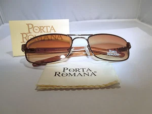 PORTA ROMANA Aviator Style Sunglasses,1605 300-RS, Bronze, Metal Signature Wood - Picture 1 of 10