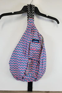 Kavu ROPE Sling Backpack PINK BLUE ZIG ZAG Bag Canvas Cotton 20 X 11 X 5 - Picture 1 of 8