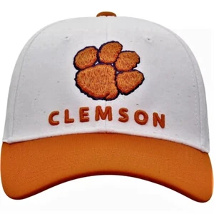 Clemson Tigers Top of the World White Orange 2 tone flex fit hat cap - Picture 1 of 4