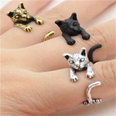 925 Silver Women Cat Rings Wedding Fashion Party Jewelry Gift Adjustable Rings • 1.93€