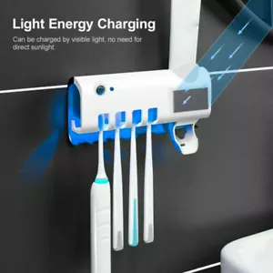 Toothbrush Holder With UV Steriliser Toothpaste Dispenser Solar And USB charge - Picture 1 of 12