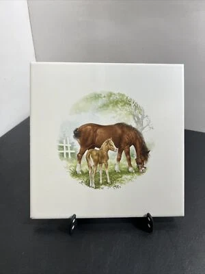 Vintage Pferdeliebhaber Keramik Wohnkultur Fliese 7 3/4" Quadrat - Bild 1 von 4