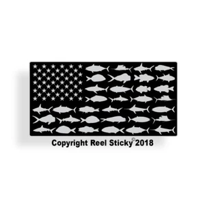 Black Gray USA Fish Flag Sticker Fishing Boat Cup Cooler Car Bumper Window Decal - Picture 1 of 2