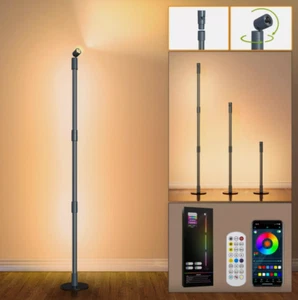 LED Corner Lamp - RGB Floor Lamp w App & Remote, 3 Heights up to 53" 360 rotate - Picture 1 of 9