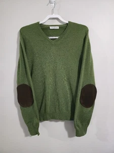 Ballantyne 100% Cashmere V-Neck Sweater Dbl Elbow Made In Italy Men's Size Large - Picture 1 of 2