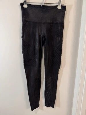 Leggings SPANX Moto Imitación Cuero Mujer Talla Grande Negro Sólido Elastizado Forma Foto 1 de 4
