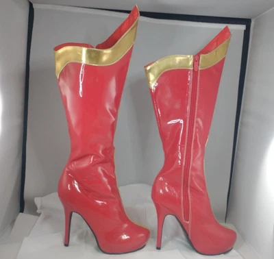 Ellie Superhero Cosplay 517 Comet Super Hero Knee High Boot, Red/Gold,  Sz 7 - Image 1 of 4