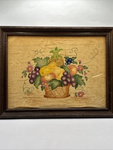 Antiker Satz Volkskunst Gemälde Korb mit Obst signiert - Bild 1 von 4