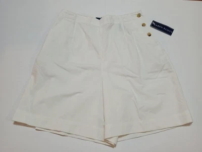Karen Scott Womens Off White Hi Rise Side Elastic Side Button Chino Shorts Sz 12 - Image 1 of 4