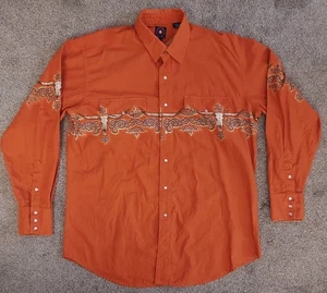 Panhandle Slim Men's XL Orange Long Sleeve Western Cowboy Button Front Shirt - Picture 1 of 20