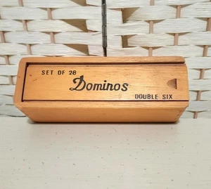 Vintage Dominos Game Double Six Set of 28 In Wooden Box  - Picture 1 of 8