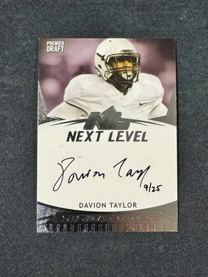 2020 SAGE Hit Premier Draft Next Level Signatures Silver Davion Taylor 9/25 - Image 1 of 2
