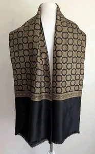 Bufanda de cuello reversible vintage para hombre seda cachemira lana negra envoltura de ópera clásica - Imagen 1 de 8