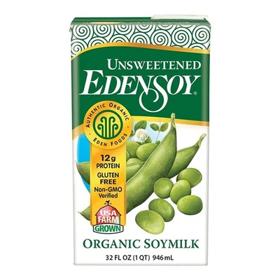 Edensoy Unsweetened Organic Soymilk, Non-GMO, USA Whole Soy (Soya) Milk, Non-... - Image 1 of 4