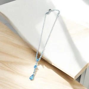 "Collar Givenchy 16"" tono plata Y con cristales azules" - Imagen 1 de 6