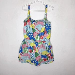 Mini Boden Tropical Under Sea Fish Coral Romper Ocean Sleeveless Girls 7-8Y - Picture 1 of 10