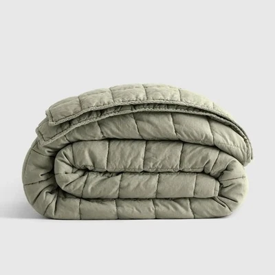 NWT Quince European Linen Box Quilt Willowleaf Light Green New Full/Queen - Image 1 of 3