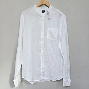 Todd Snyder x Baird McNutt Large Irish Linen White Band Collar Button up Shirt - Picture 1 of 8