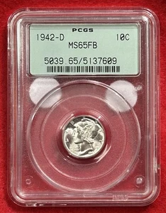 1942-D Mercury Dime PCGS MS65 FB, 1989 2.2 OGH!!!  Holder Only Used 2 Months!!! - Picture 1 of 4