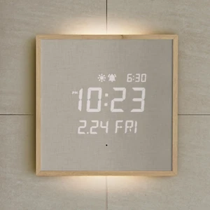 Wooden Frame LED Silent Wall Clock with Remote, Backlit Nightlight, Modern Digit - Picture 1 of 9