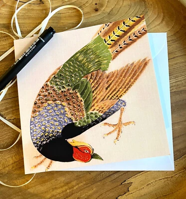 JAPANESE ART GREETING CARD;BIRDS;PHEASANT;BLANK;UK MADE;COUNTRY SPORTS;COLOURFUL - Image 1 of 4
