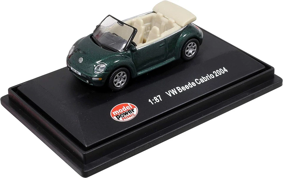 MODEL POWER VW BEETLE CABRIO 2004 VERDE MET.  SCALA 1/87 H0 - ART. 19335 - Immagine 1 di 2