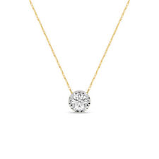 14k Yellow Gold 0.2Ct TDW Lab Created Round Diamond Solitaire Pendant Necklace