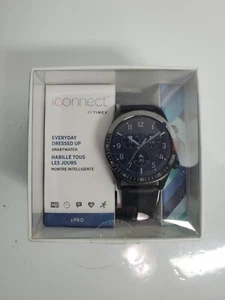 NEW TIMEX Pro 43mm Leather Strap Smartwatch iConnect Heart Rate Blue TW2U32300 - Picture 1 of 6