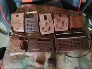 Transistor Radio Cases and Ear Pieces in leather Pouch - Picture 1 of 4
