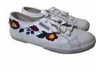 Superga Shoes Women’s 7.5 Special Edition Leather Floral Embroidered Boho 38 EU