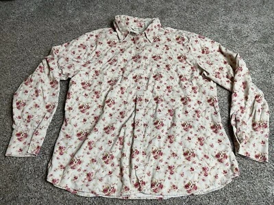 Camisa De Colección Eddie Bauer Abotonada Beige Rosa Floral Pana Cuello XL Alta Foto 1 de 4