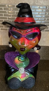 Halloween Fiberglas Hexe Wackelkopf LED Lampe 12,6" Ziel - funktioniert super! - Bild 1 von 8