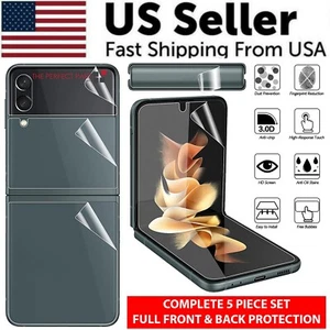 For Samsung Galaxy Z Flip 3 5G Soft Hydrogel Screen Protector Film/HD Lens Cover - Picture 1 of 17