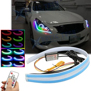 For Infiniti G37 G35 Q50 RGB Remote LED Daytime Running Light DRL Headlight 24" - Picture 1 of 12