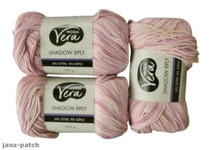 3 x 100g - Moda Vera Shadow 8ply Knitting Crochet Yarn - Cotton/Acrylic - Pinks - Picture 1 of 3