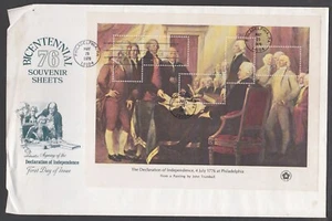 United States 1976 FDC Declaration of Independence 4 July 1776 MS Bicentennial - Picture 1 of 1