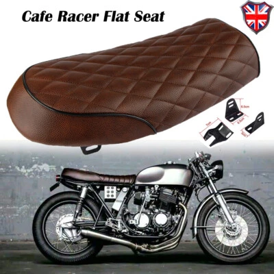 Motorcycle Brat Flat Seat Hump Saddle Brown For Honda Yamaha Suzuki Cafe Racer - Image 1 of 4