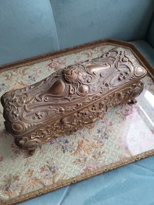 Exquisito Ataúd Joyero Antiguo Brainard & Wilson B & W 159 Art Nouveau - Imagen 1 de 15