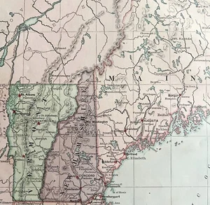 1879 Map New England USA Victorian Atlas Harpers Geography 1st Edition DWAA9 - Picture 1 of 2
