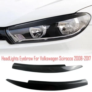 Carbon Fiber Eyelids Eyebrows Lids Headlight Trim Covers For Volkswagen Scirocco - Picture 1 of 12
