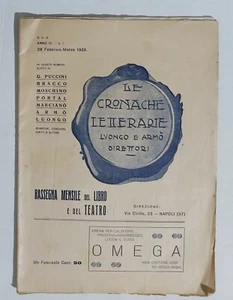 29594 Cs1 - Le cronache letterarie a. IV n. 1 1925 - Puccini Armò Moschino - Picture 1 of 5