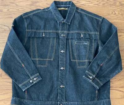 Jaqueta jeans MECCA DNM tamanho XXXL jeans pesada azul caminhoneiro urbano hip hop em excelente estado usado - Imagem 1 de 4
