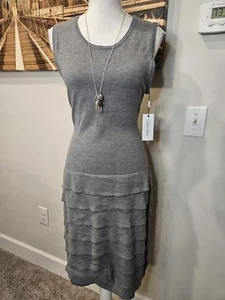 Nwt Calvin Klein Sleeveless Knit Dress with Ruffle Skirt - Picture 1 of 7