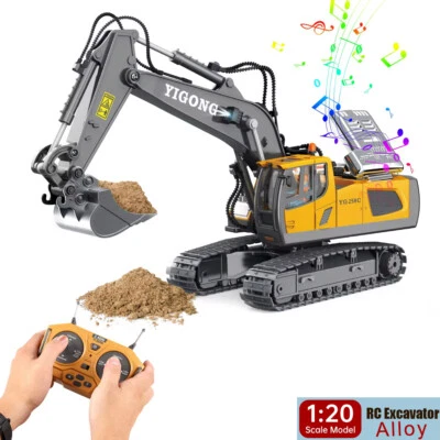 1:20 RC Crawler Excavator with Metal Shovel Light music Remote Construction Toy - Image 1 of 4