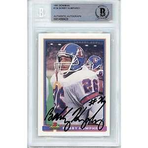 Bobby Humphrey Signed 1991 Bowman #134 NFL Card AUTO Beckett Slabbed Broncos - Picture 1 of 5