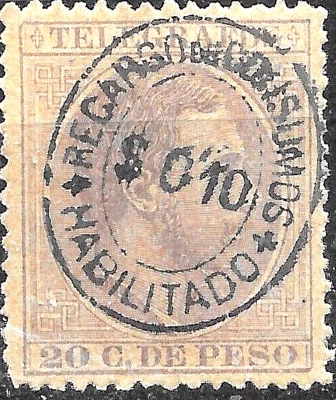 1889 PHILIPPINES KING ALFONSO XII FORBIN #32  FISCAL Using for  TELEGRAPH  MLH - Image 1 of 2