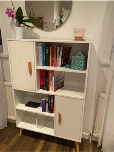 Vintage Retro Bookcase Small Wooden Side Cabinet Display Storage Shelving Unit - Picture 1 of 7