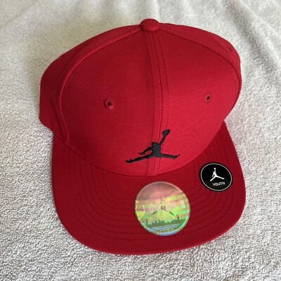 Nike Youth Hat Jordan Jumpman Logo Retro Flat Bill SnapBack Gym Red Cap NEW - Image 1 of 4