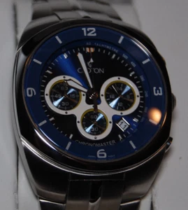 New Croton Chronomaster Blue Sunray Dial Sapphire Mens 42mm Chronograph Watch - Picture 1 of 7